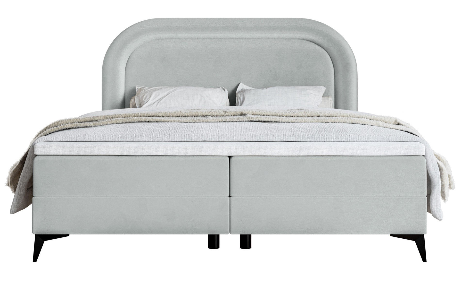 BOXBETT Loreo Hellgrau Samt wasserfest 160x200 cm - Hellgrau/Schwarz, Holz/Textil (160/200cm) - Selsey