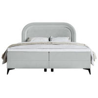 BOXBETT Loreo Hellgrau Samt wasserfest 160x200 cm - Hellgrau/Schwarz, Holz/Textil (160/200cm) - Selsey