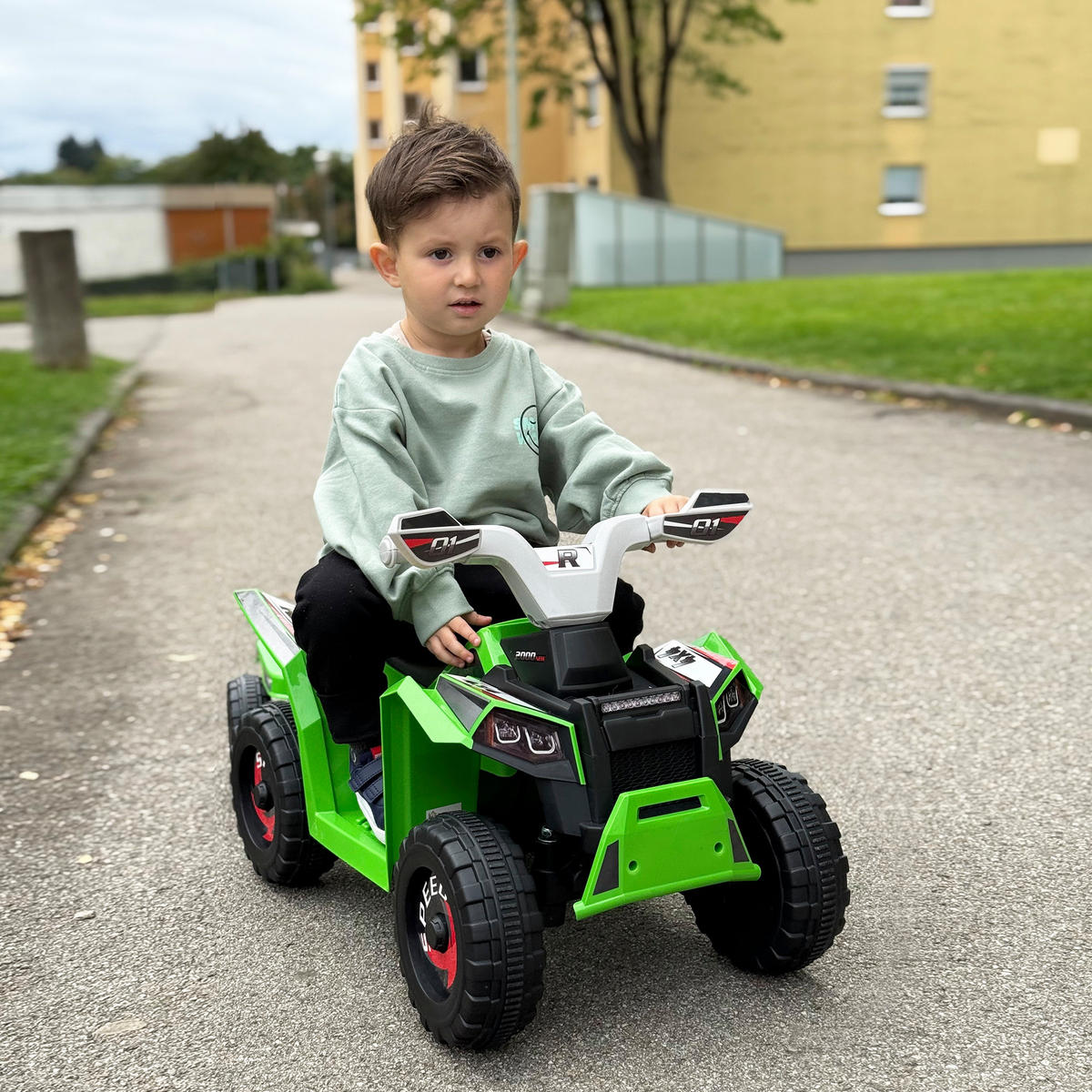 KINDERQUAD DE-06230 mit Anhänger, aufladbar mit Vor- und Rückwärtsgang Grün - Schwarz/Grau, Kunststoff/Metall (106/41.5/48.5cm) - ComfortXL