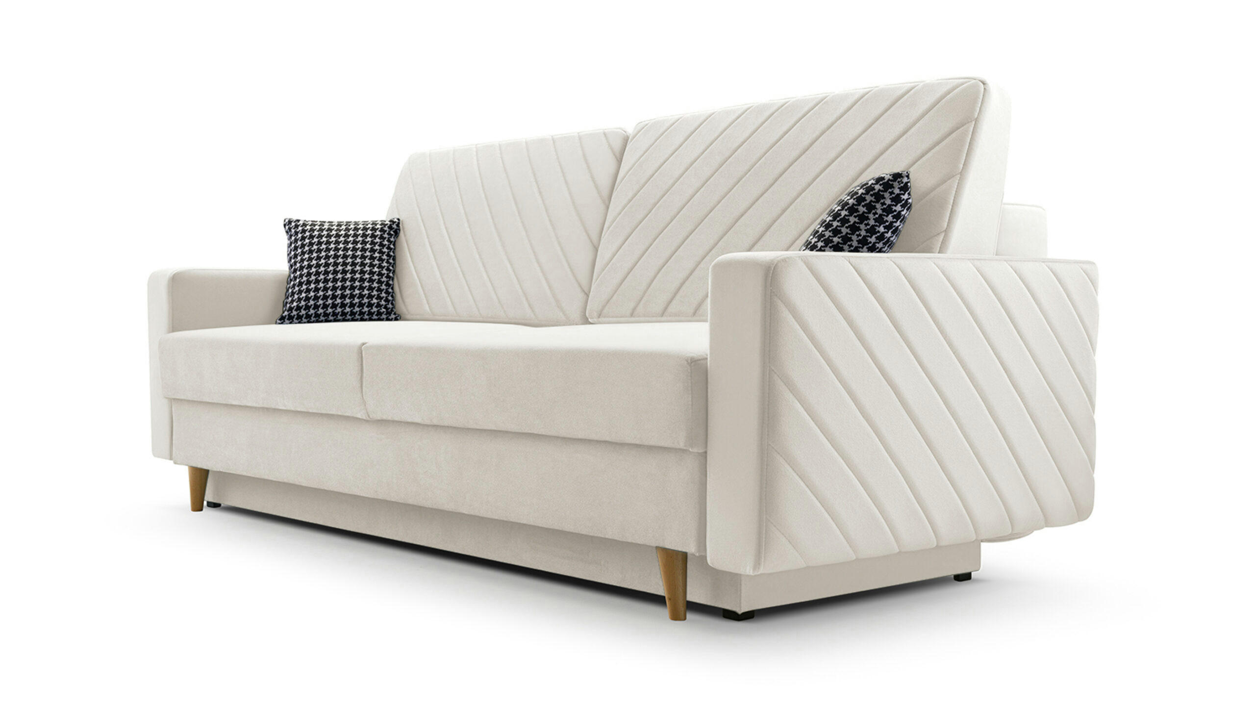 SCHLAFSOFA - California - Paros - 01 Cream - Creme, Holz (230/96/97cm) - Möblo