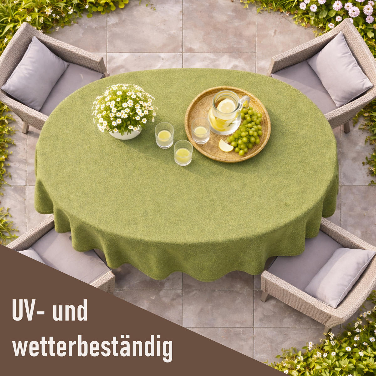 TISCHDECKE Garten Weichschaum 140x180cm - Hellgrün - Hellgrün, Kunststoff (180/140cm) - Bestlivings