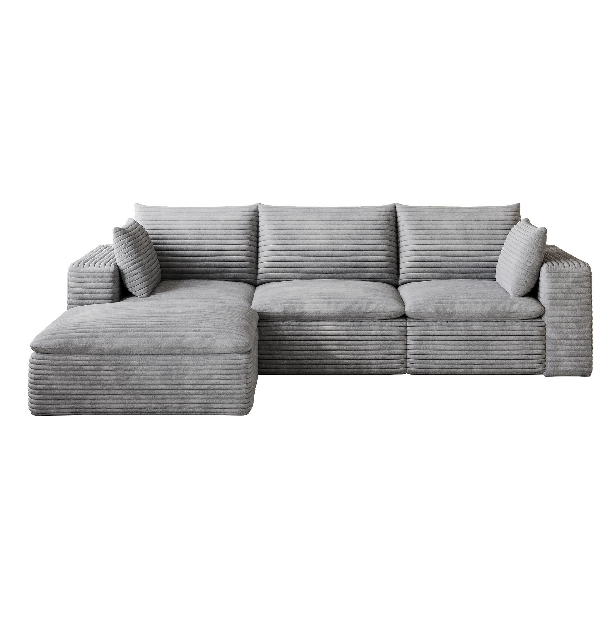 ECKSOFA aus Stoff 260 cm Grau ohne Montage mit abnehmbarer Polsterung und Schaumstoffkern - Grau, Textil (260/160cm) - Modfu