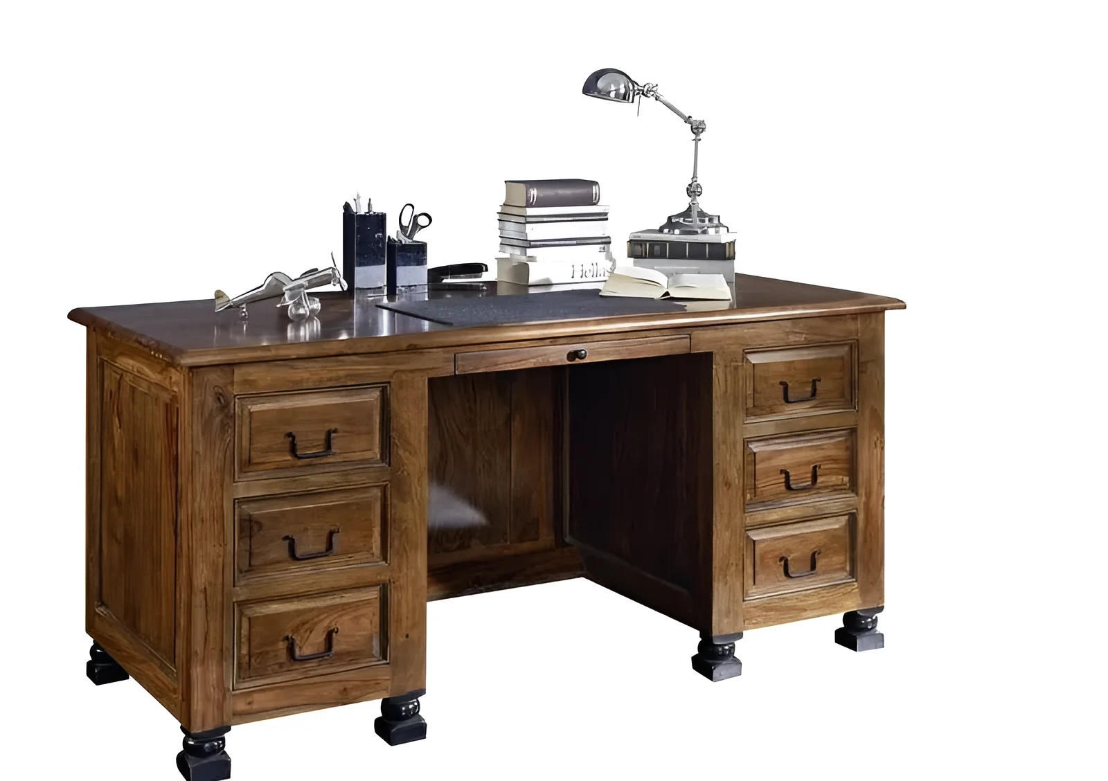 SCHREIBTISCH Sheesham 150x70x75 braun lackiert NEW BOSTON #206 - Braun, Holz (70/150/75cm) - Massivmoebel24
