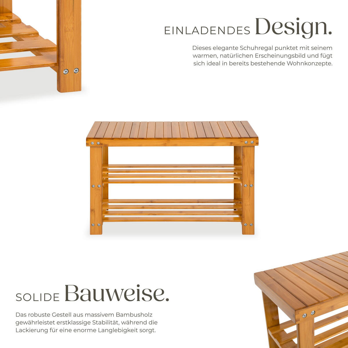 SCHUHBANK Silke, 70 x 28 x 45,5 cm, braun - Braun, Holz (28/45.5/70cm) - tectake