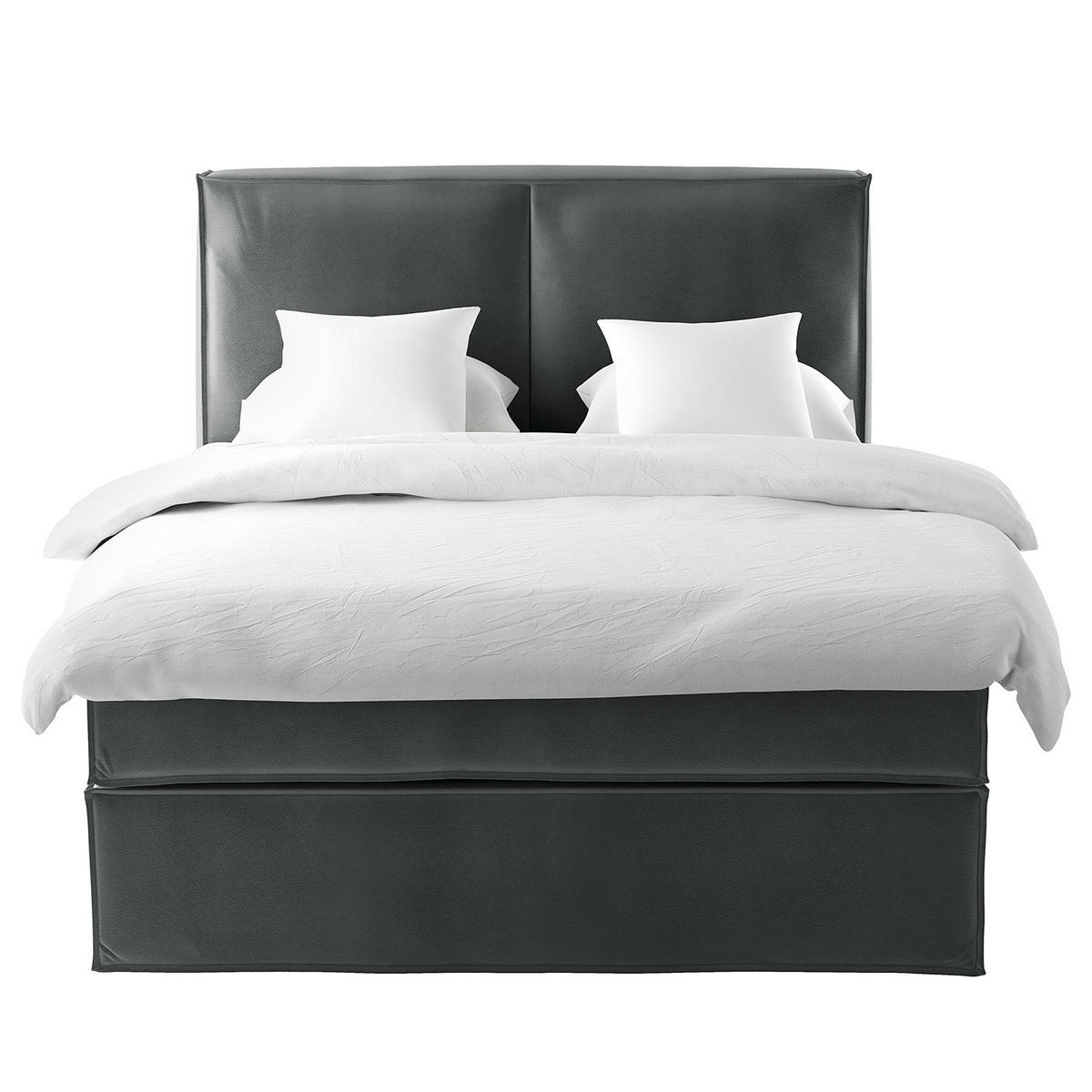 BOXSPRINGBETT mit Kopfteil - Premium - Dunkelblau, Textil (160/200cm) - home24