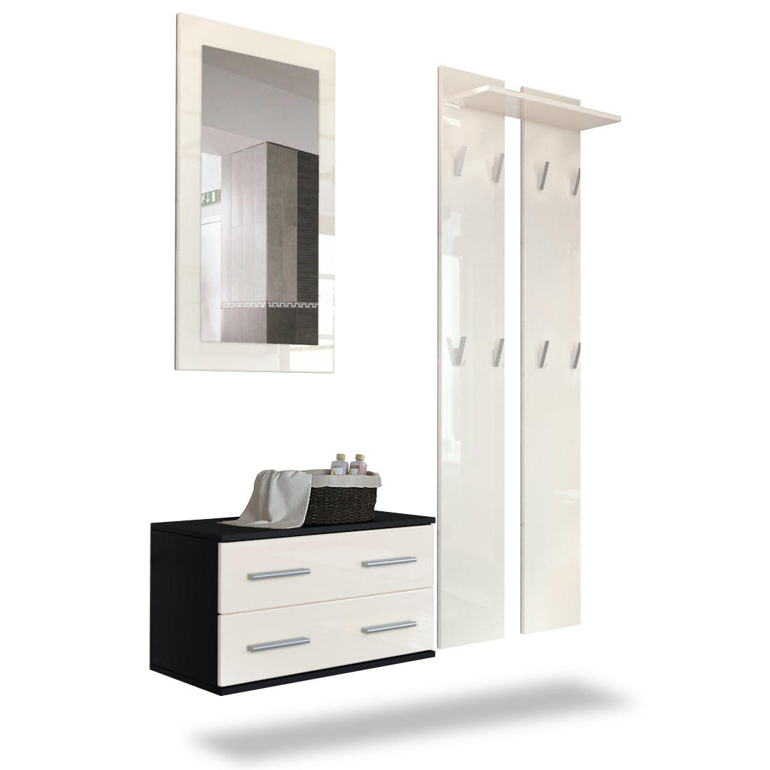 GARDEROBE Kioto Front in Creme Hochglanz - Creme, Holzwerkstoff (170/200/35cm) - Vladon