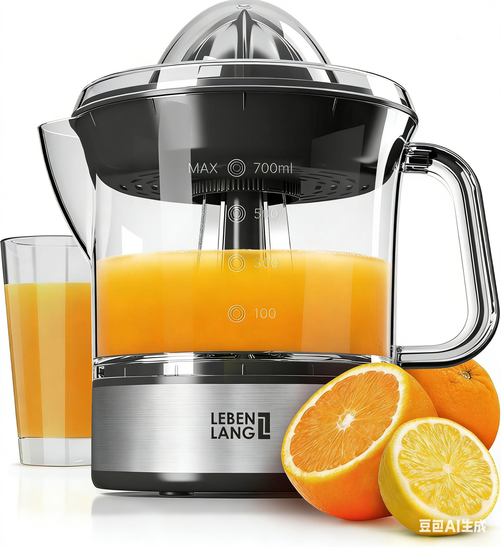 ELEKTRO-ZITRUSPRESSE - Grau, Glas/Metall (14.4/20/12.3cm) - LEBENLANG