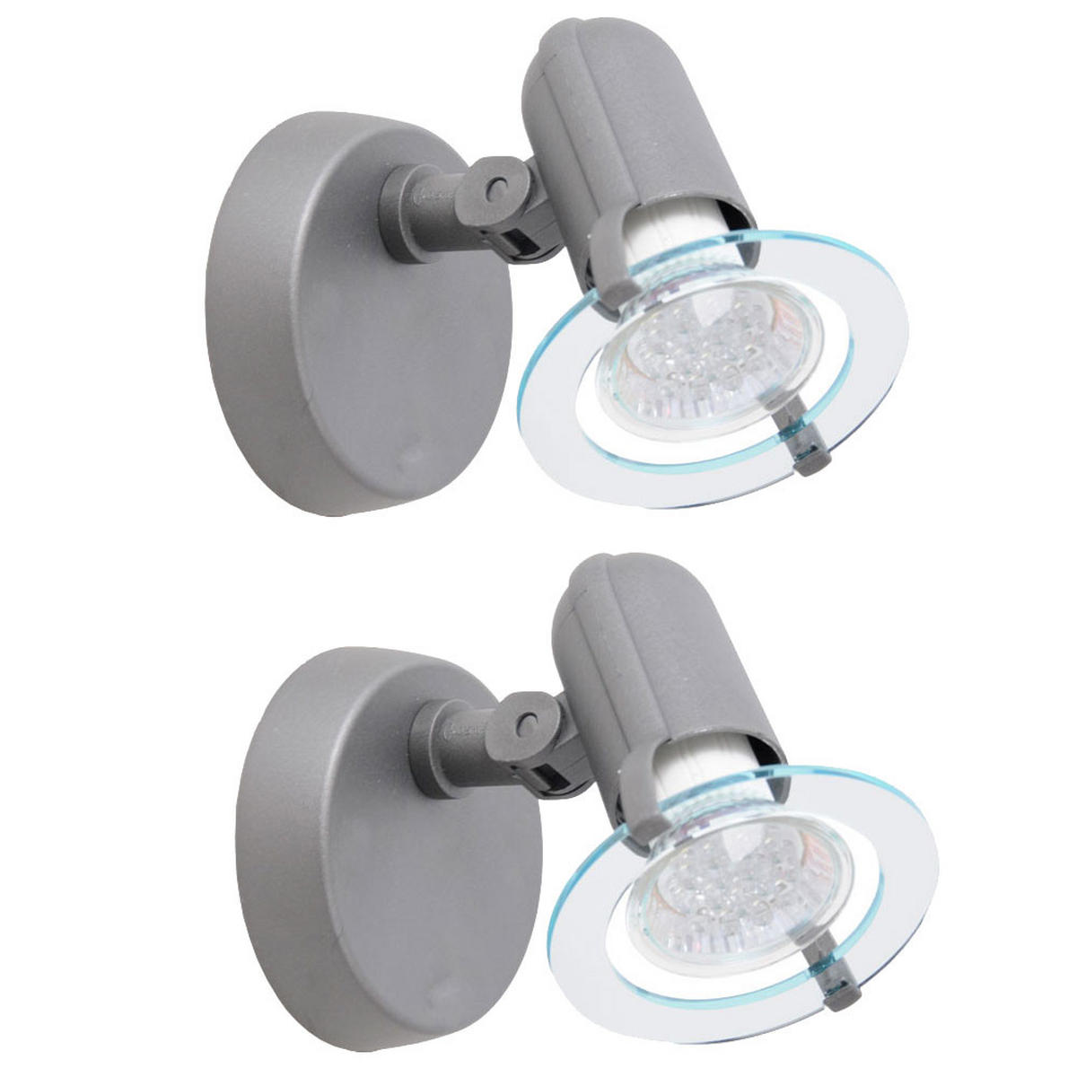 WANDLEUCHTE grau verstellbarer Strahler 2er Set - Grau, Kunststoff (8.5/16/10cm) - Briloner