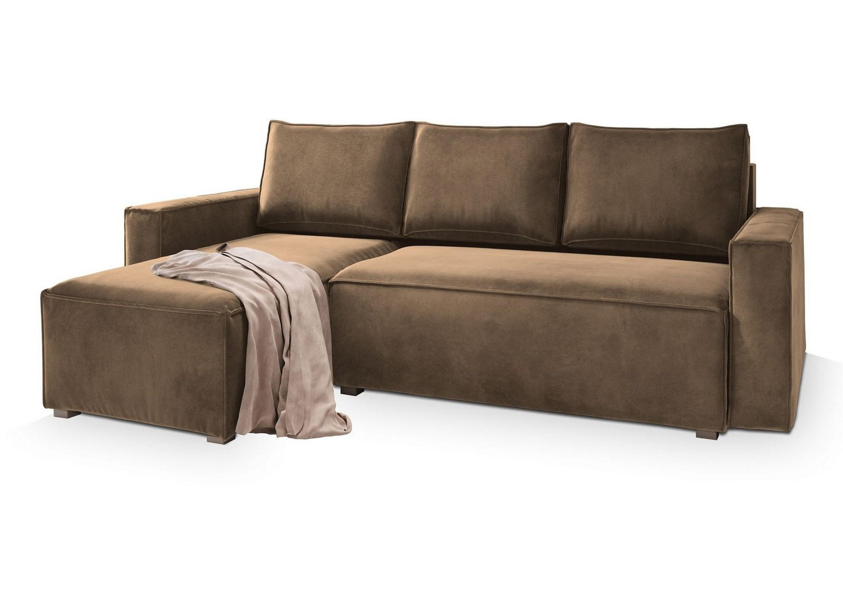 ROHOVÁ SEDAČKA SILES béžová - šedá/béžová, dřevo/textil (230/140cm) - MASSENO