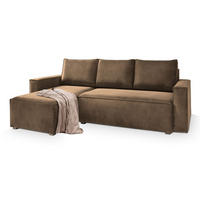 ROHOVÁ SEDAČKA SILES béžová - šedá/béžová, dřevo/textil (230/140cm) - MASSENO