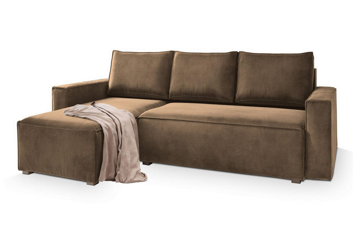 ROHOVÁ SEDAČKA SILES béžová - šedá/béžová, dřevo/textil (230/140cm) - MASSENO