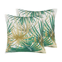 GARTENKISSEN 2er-Set Palmenmuster bunt 45/45 cm Gaiana - Grün, Textil (45/45cm) - Beliani