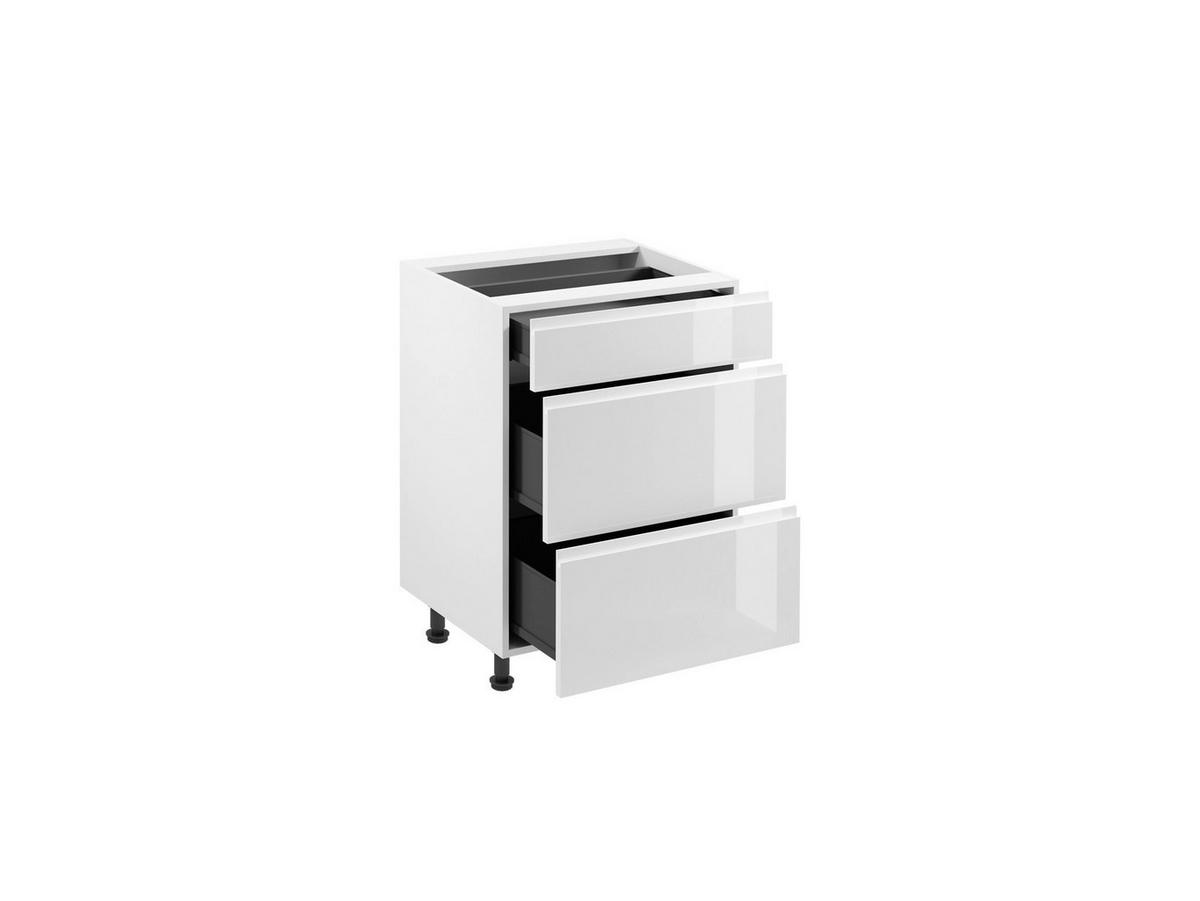 UNTERSCHRANK – 60 cm – D60S3 – Velmora – Weiß Hochglanz - Weiß Hochglanz, Holzwerkstoff (60/82/47cm) - ROYAL24_MARKT