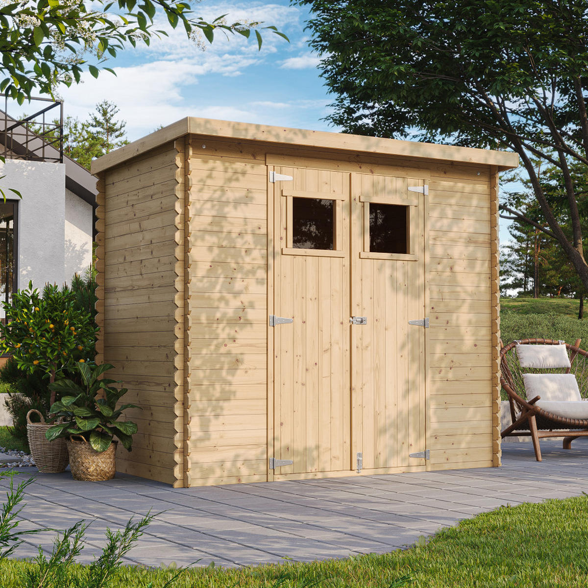 HOLZ-GARTHENHAUS - B239xL142xH200 cm/ 2,63 m2 - M310 - Beige, Holz (239/200/142cm) - Timbela
