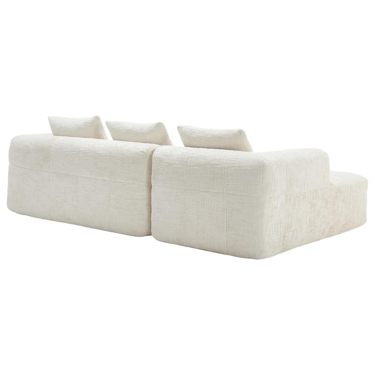 ECKSOFA L-Form 3-Sitzer mit Chaiselongue Chenille Beige 250/158/60 cm - Weiß, Textil (250/158cm) - OKWISH