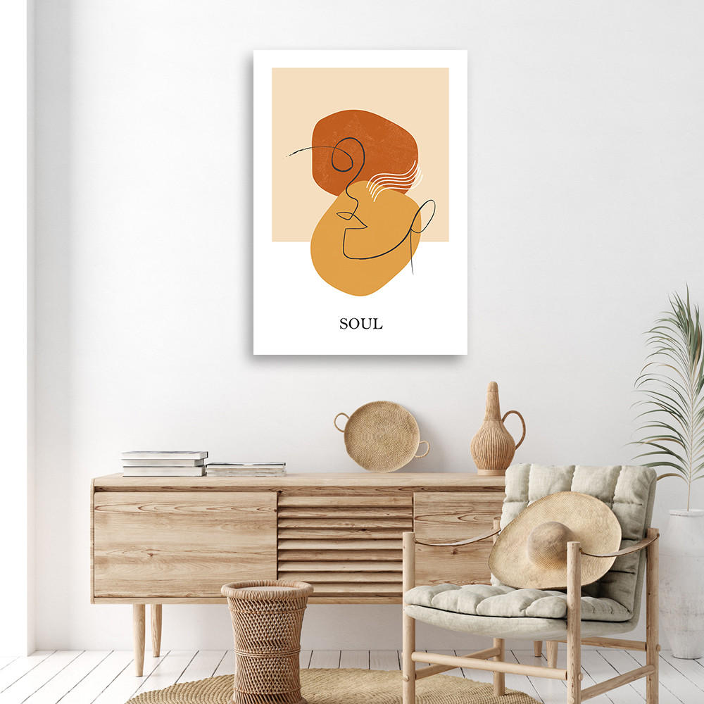 WANDBILD formen und linien im boho stil - Beige, Textil (40/60cm) - Feeby