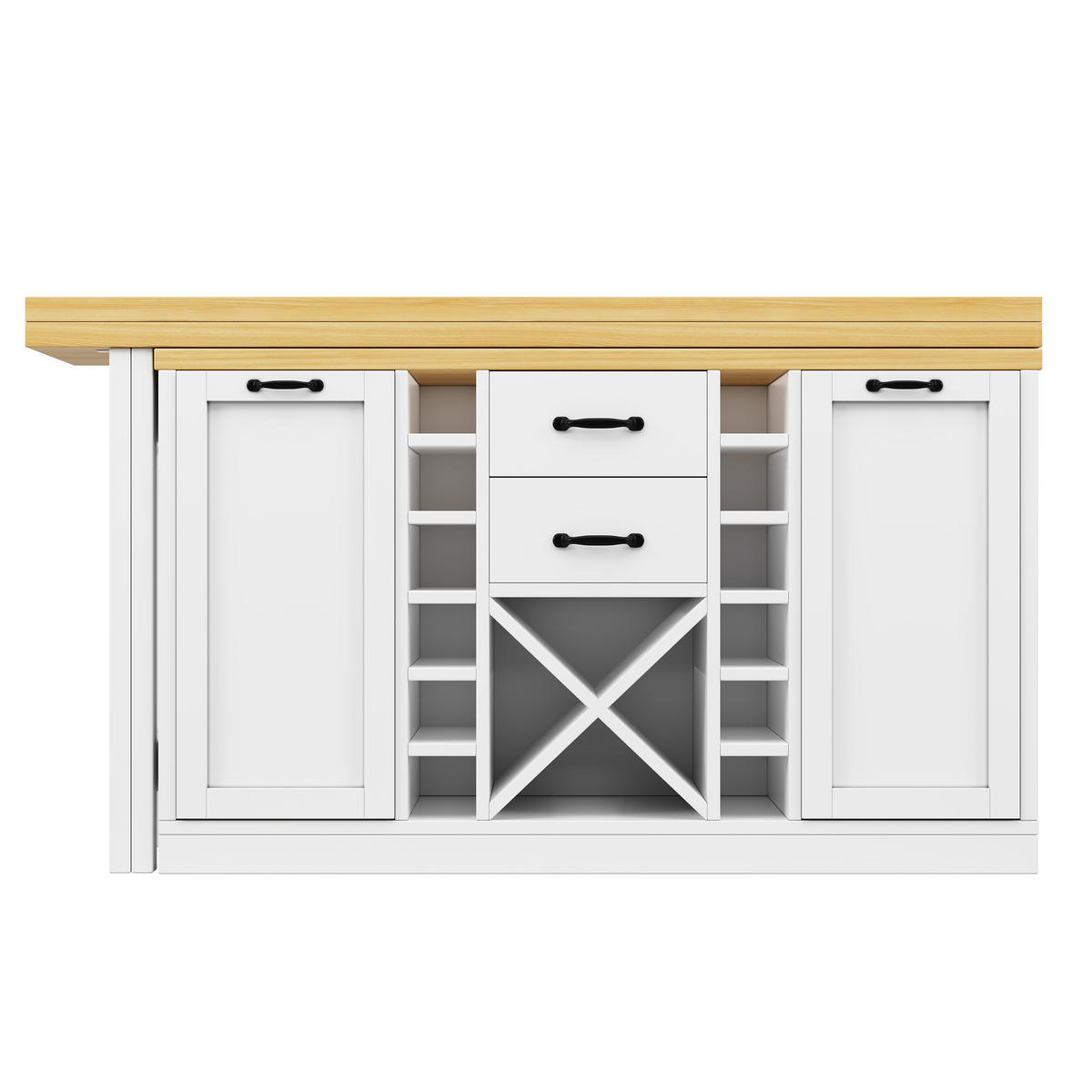BARTISCH ausziehbar 120-223/40/73,8 cm mit Weinregal DE-39753 Weiß - Weiß, Holzwerkstoff (40/120/73.8cm) - ComfortXL