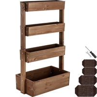 VERTIKALBEET Flora,inklusive Pflanzvlies, 85 x 45 x 140 cm,braun - Braun, Holz (85/140/45cm) - tectake