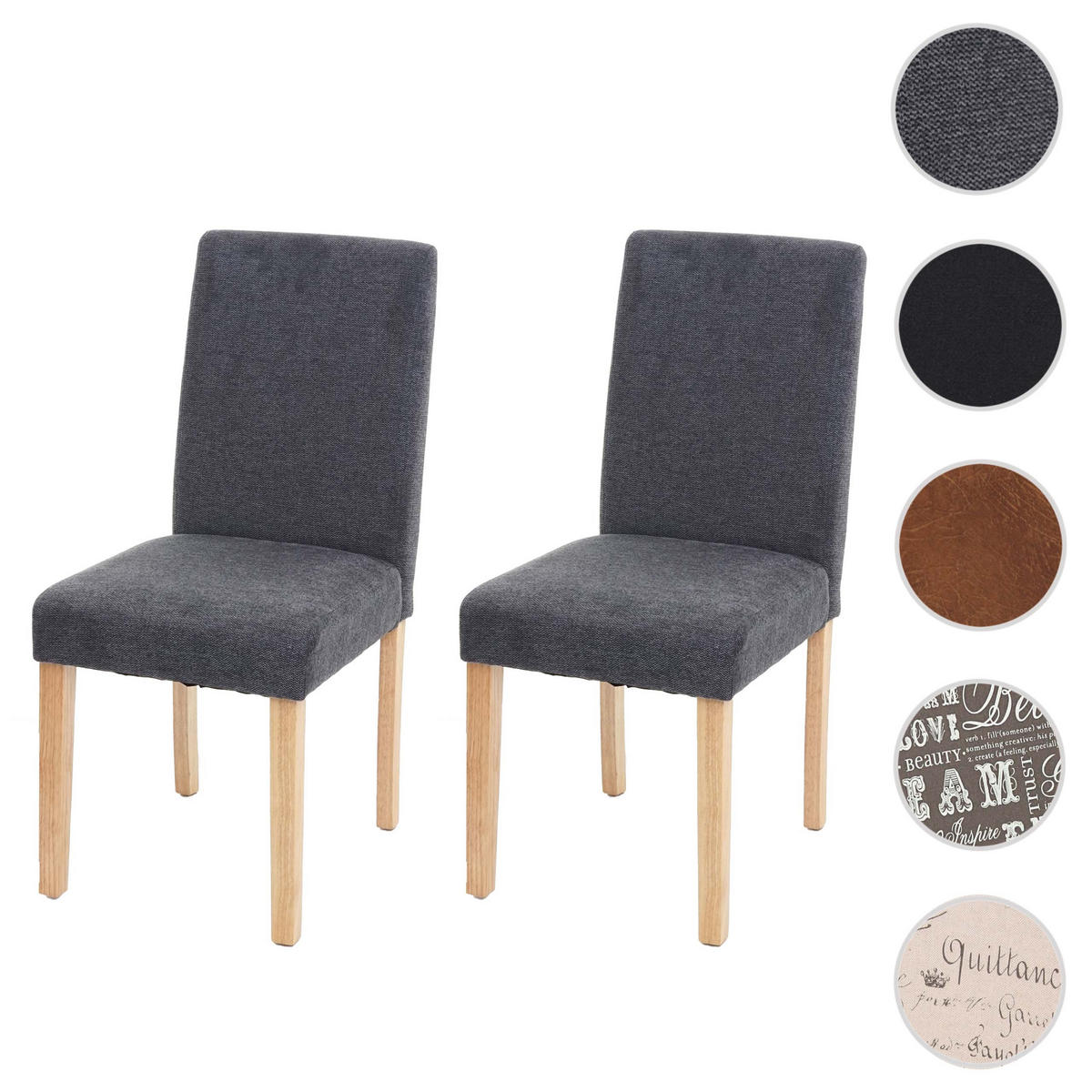 ESSZIMMERSTUHL Anthrazit, Braun 2er-Set - Anthrazit/Braun, Textil (43/90/56cm) - MCW