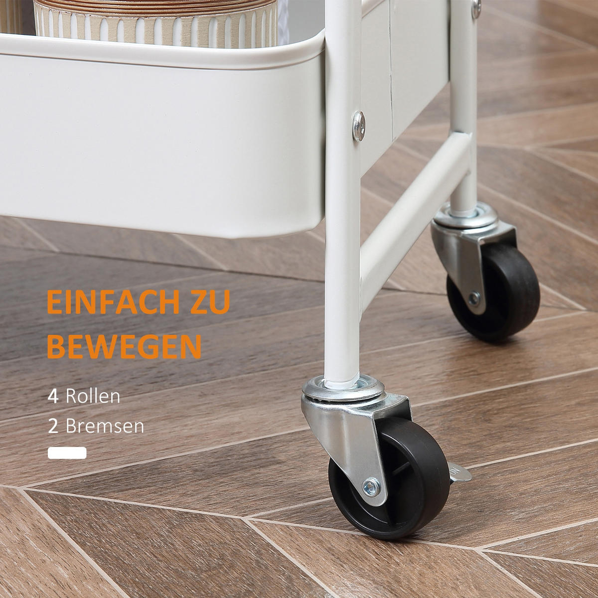 KÜCHENWAGEN 3 ETAGEN MIT DECKEL, Metallrollwagen weiß, für Küche und Büro, 45/31/79,4 cm - Weiß, Holzwerkstoff (31/79.4/45cm) - Rolipo
