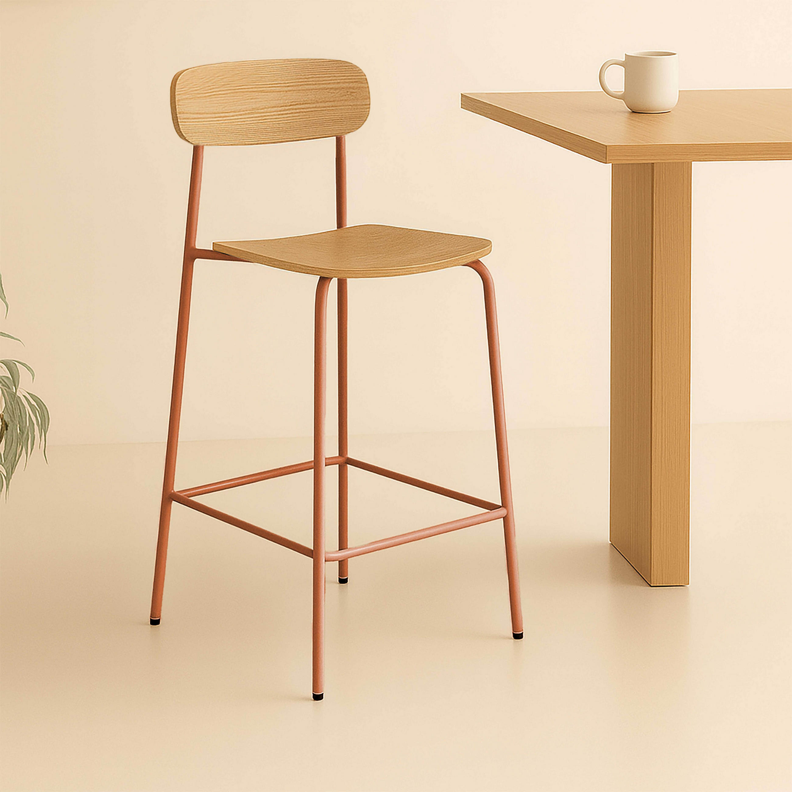 BARSTUHL 2-tlg., Orange - Orange, Metall (42/96/50cm) - Oviala