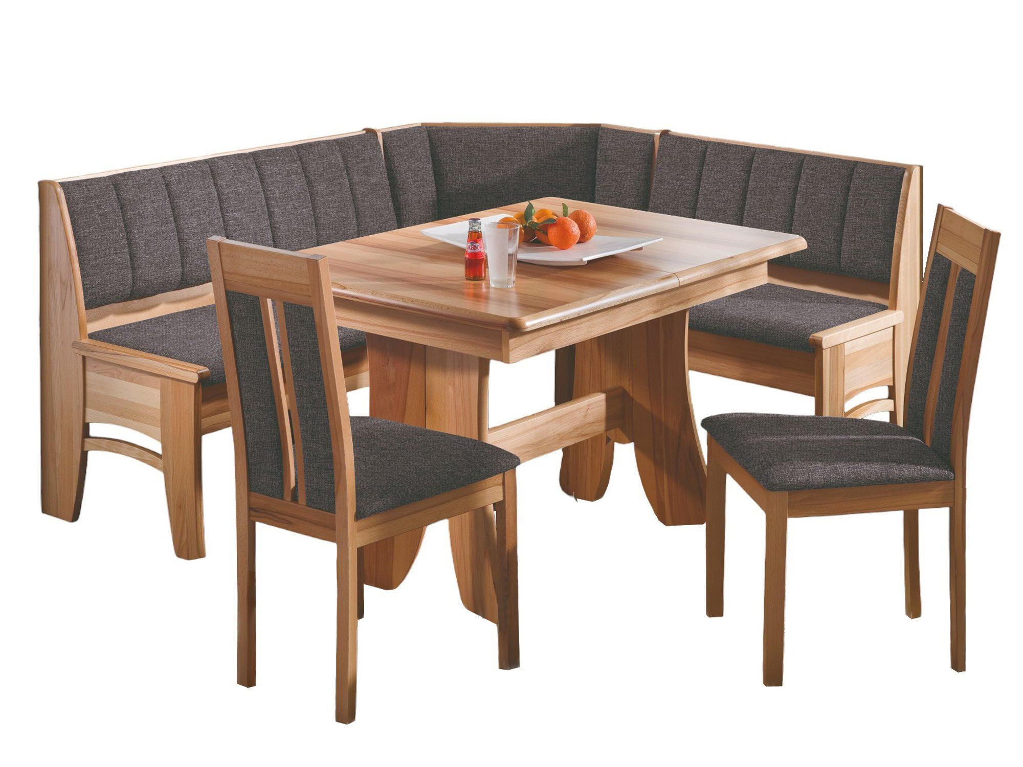 ECKBANKGRUPPE Dael Massivholzfurnier Kernbuche lackiert/Grau - Kernbuche/Grau, Holz (184/1/147cm) - 58aufmkessel