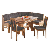 ECKBANKGRUPPE Dael Massivholzfurnier Kernbuche lackiert/Grau - Kernbuche/Grau, Holz (184/1/147cm) - 58aufmkessel