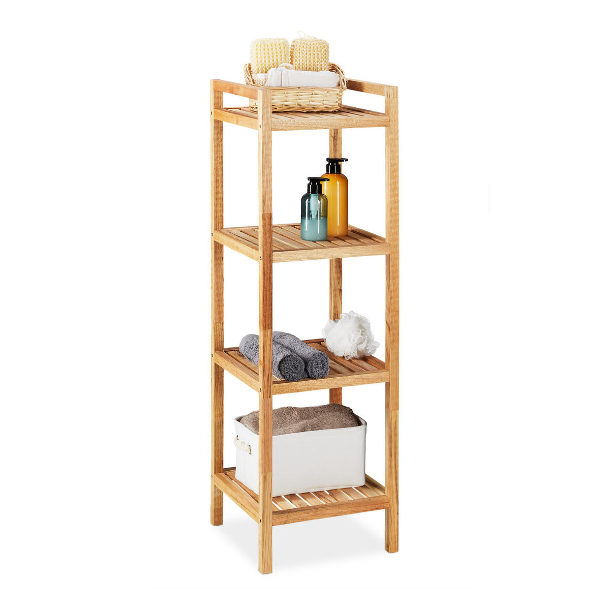 BADREGAL - Hellbraun, Holz (35/110/35cm) - Relaxdays