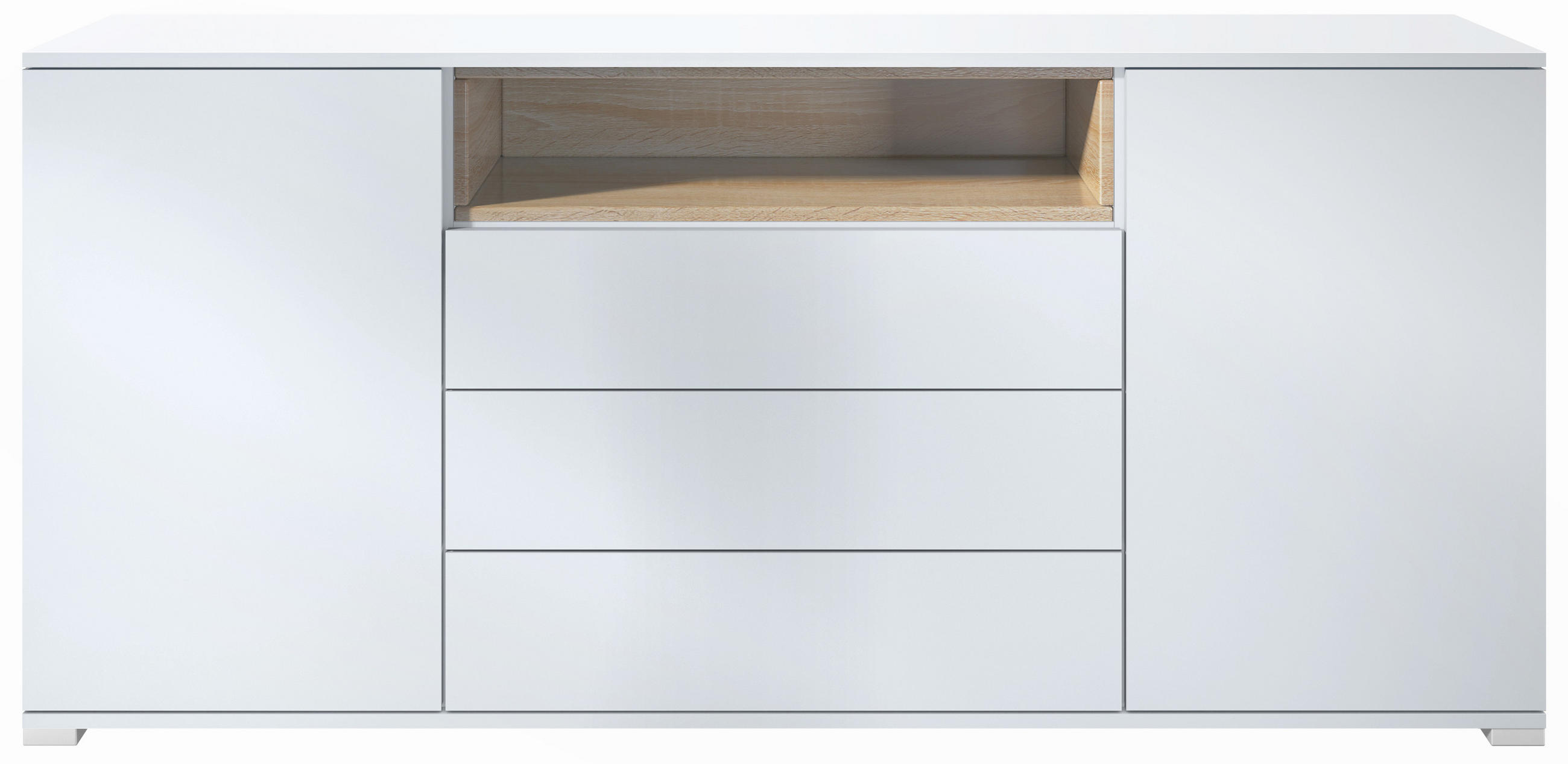 Vladon Sideboard Weiß, Hellbraun 166.5x75.5x35 cm