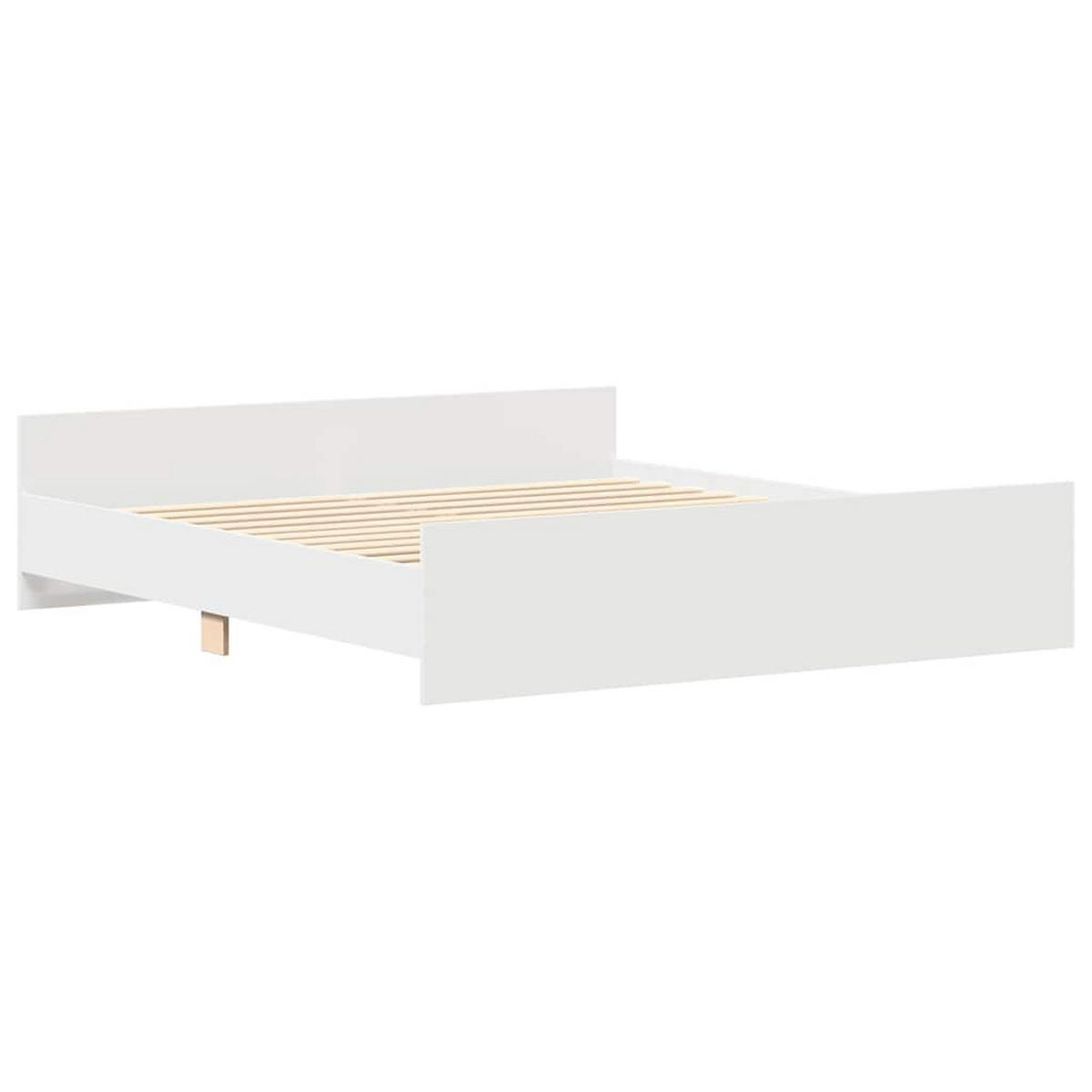 BETTGESTELL Mit Kopf- Und Fussteil Weiss 200/200 Cm - Weiß, Holzwerkstoff (200/200cm) - vidaXL