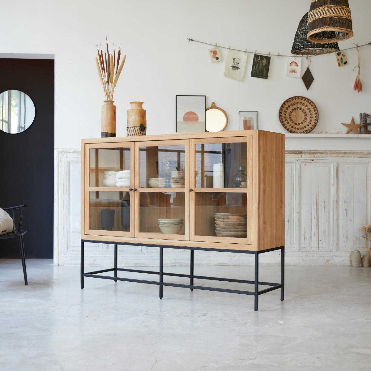 VITRINENSCHRANK Babeth Natur aus Teak - Naturfarben, Holz (160/122/45cm) - Tikamoon