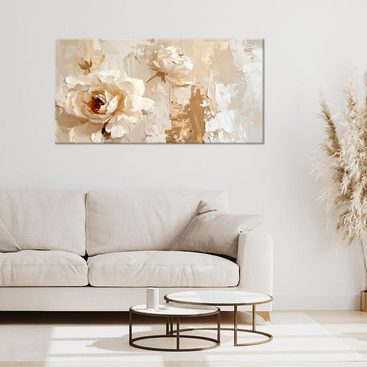 LEINWANDBILD Blumen 120x60cm - Beige, Textil (120/60cm) - Feeby