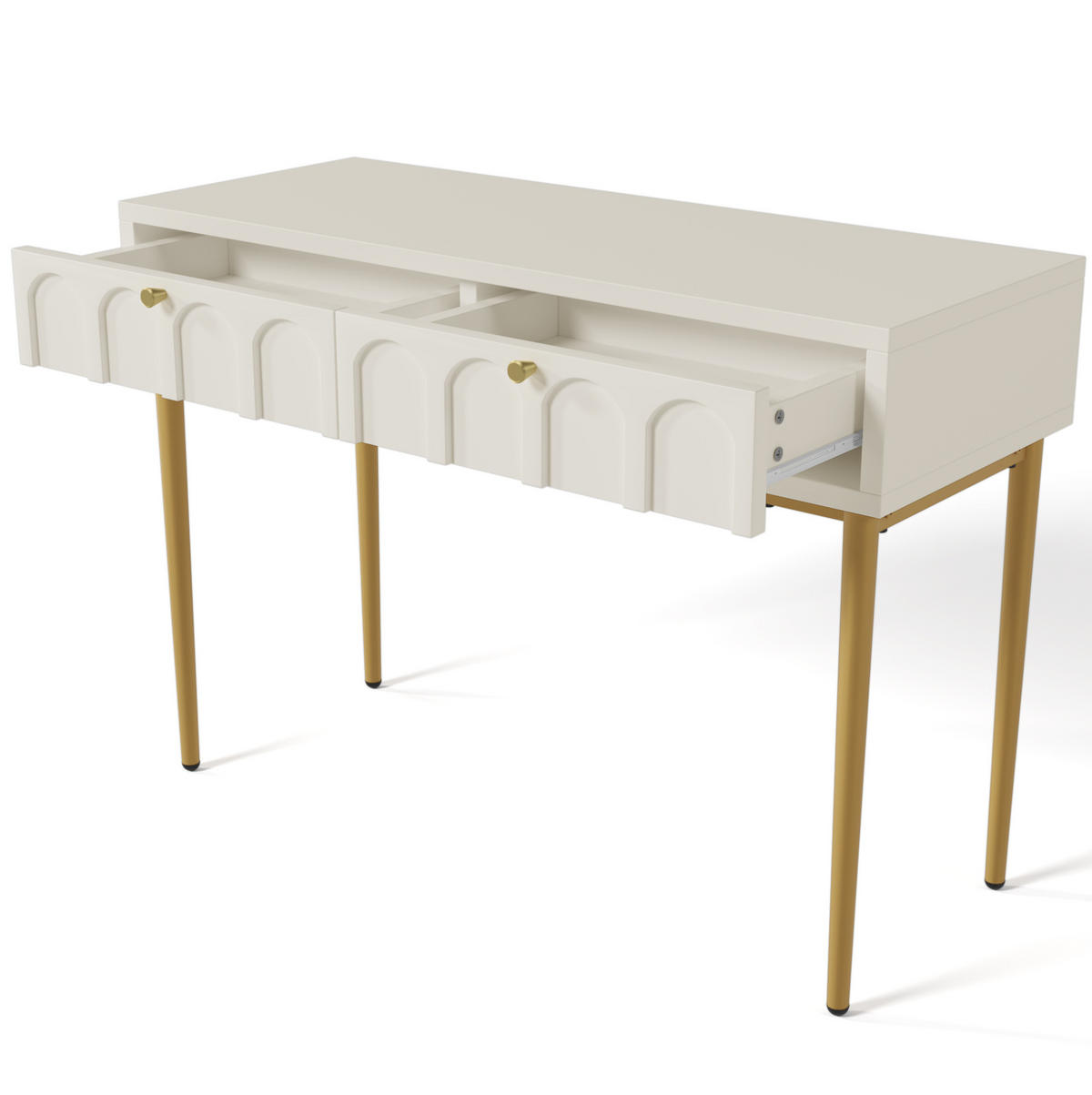 SCHMINKTISCH 100/45/76,5 cm in Creme-Weiß mit 2 Schubladen - Weiß, Holzwerkstoff (100/45/76.5cm) - Flora Grace