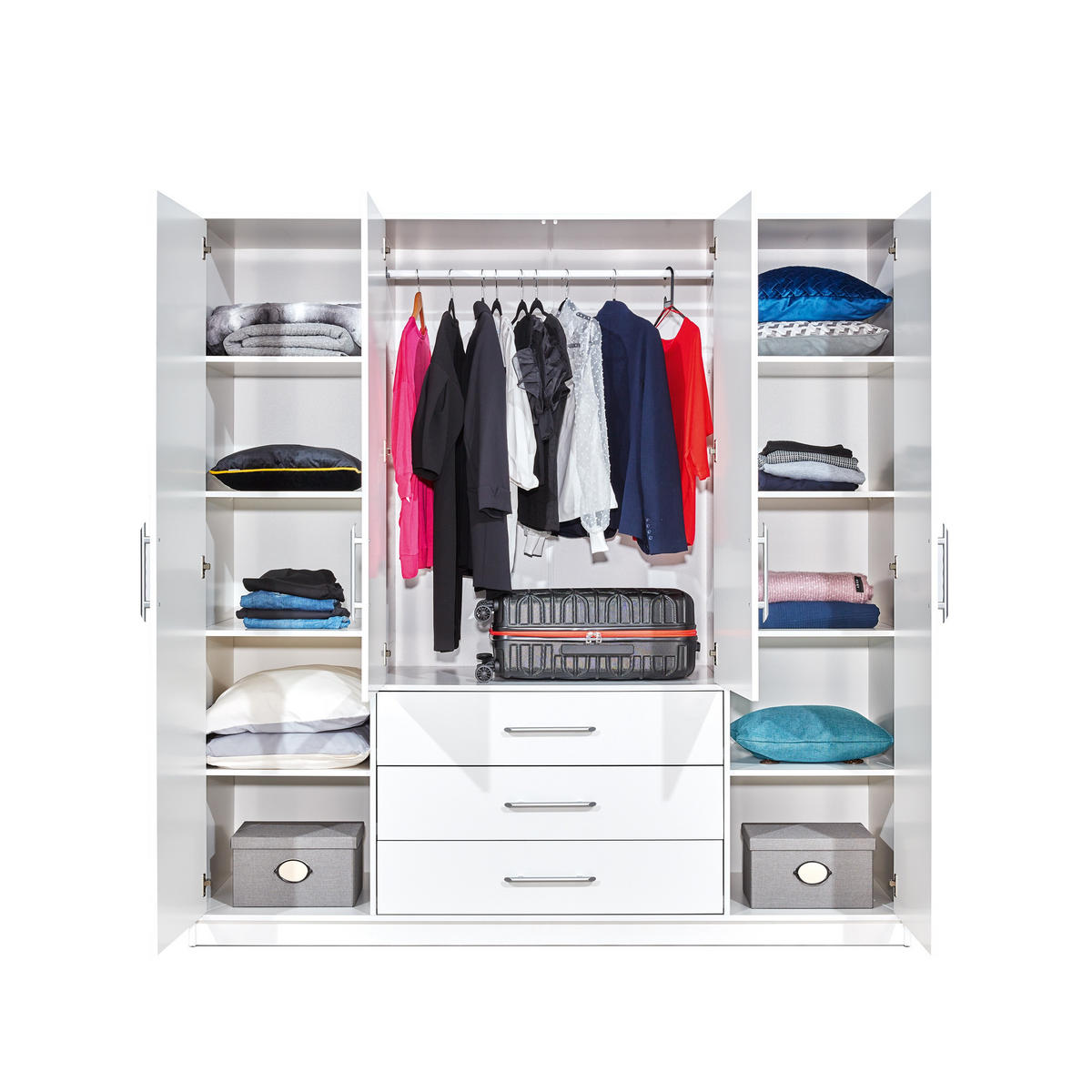 DREHTÜRENSCHRANK ELISE 196/200/57,5 cm 4-türig mit Spiegel Sonoma Eiche - Sonoma Eiche, Holzwerkstoff (196/200/57.5cm) - MASSENO