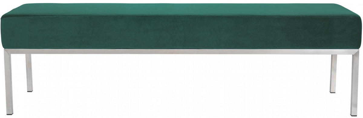 SITZBANK 160/40 cm Samt grün - Edelstahlfarben/Grün, Textil/Metall (160/46/40cm) - CLP