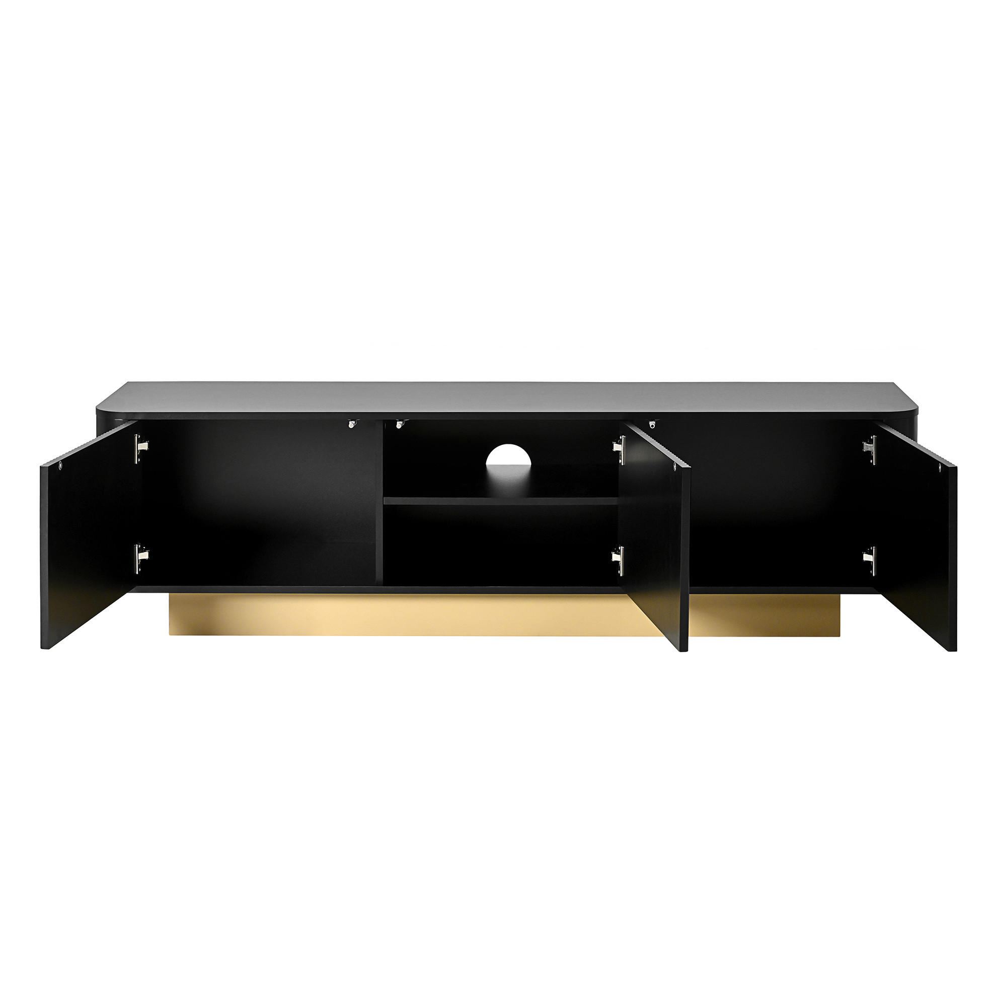 LOWBOARD 170/40.5/47 cm Schwarz aus MDF und Spanplatte mit Kabelführung - Schwarz, Holzwerkstoff (40.5/47/170cm) - OKMYHOME