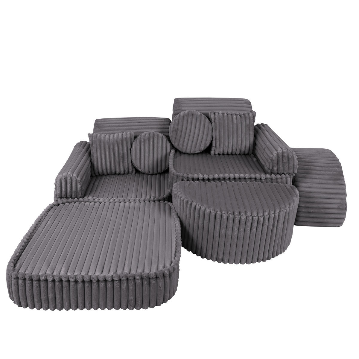 KINDERSOFA, Pocket Max, Taubengrau - Graphitfarben, Textil (120/25/60cm) - MeowBaby