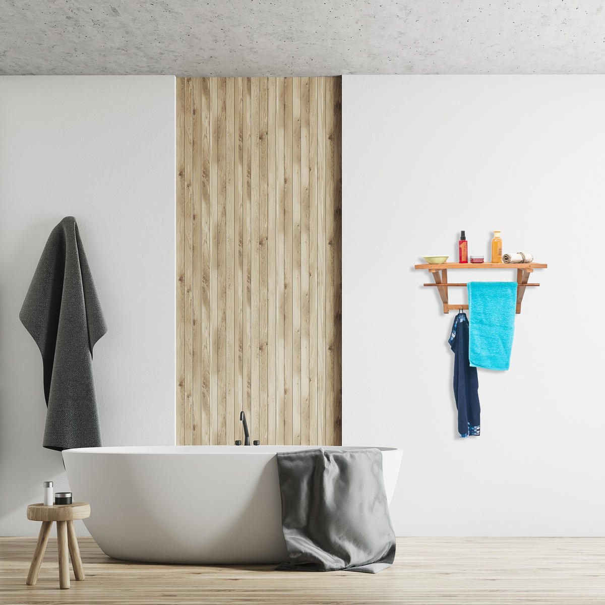 WANDGARDEROBE - Hellbraun, Holz (60/35/30cm) - Relaxdays