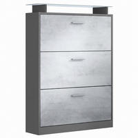 SCHUHSCHRANK Lavia Front in Beton Oxid Optik - Hellgrau, Holzwerkstoff (89/128/23cm) - Vladon