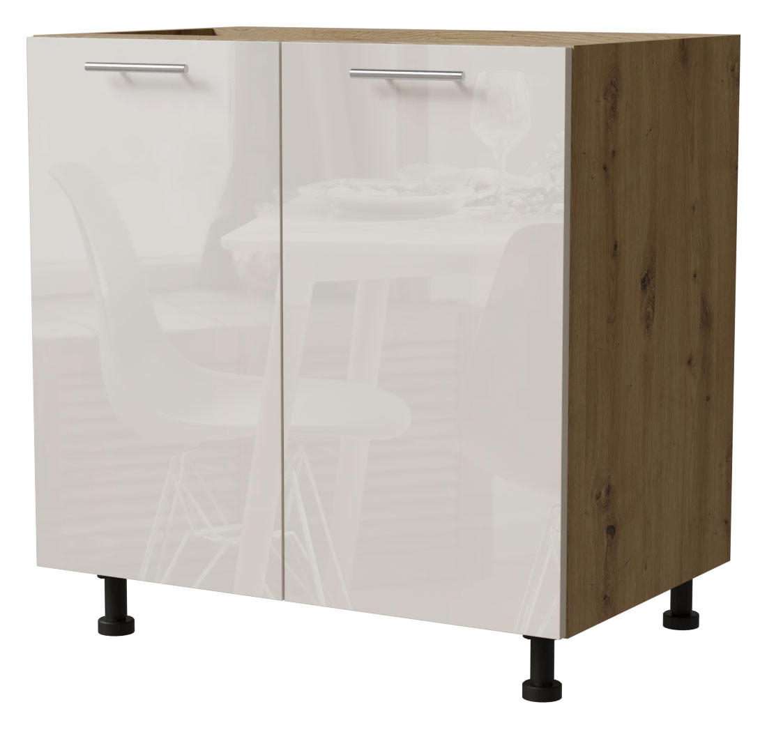 Feldmann-Wohnen Unterschrank Creme, Eiche Artisan 80x82x50 cm