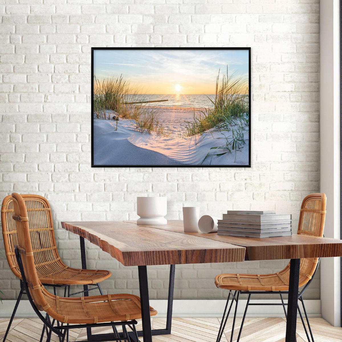 BILDER mit Rahmen Strand Meer Beige 60x40 cm - Multicolor, Holzwerkstoff (60/40cm) - Wallarena