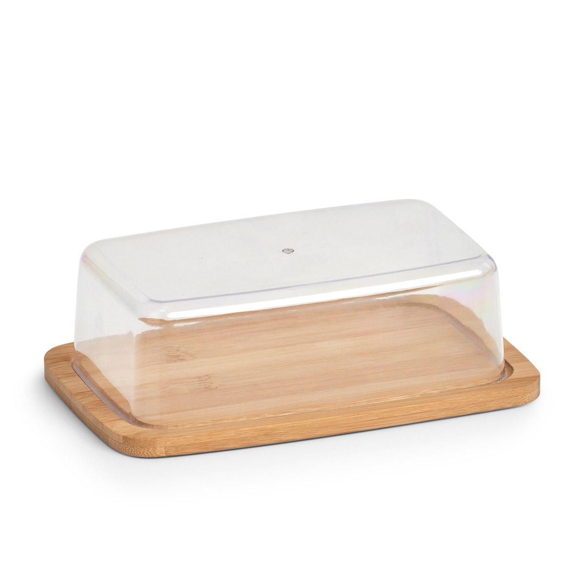 BUTTERDOSE mit Bambusbrett Transparent 19/12/6 cm - Transparent, Naturmaterialien (12/6/19cm) - ZELLER