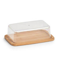 BUTTERDOSE mit Bambusbrett Transparent 19/12/6 cm - Transparent, Naturmaterialien (12/6/19cm) - ZELLER