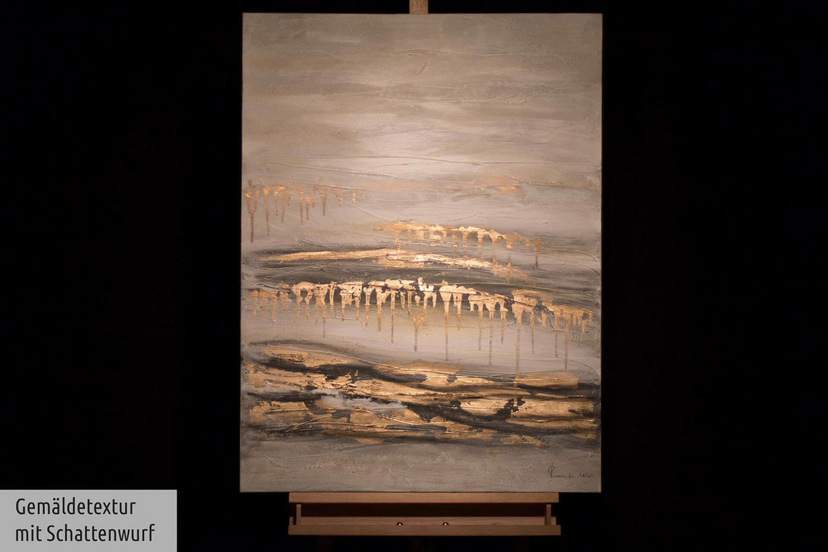 ACRYLBILD HANDGEMALT 75/100 cm - Beige/Goldfarben, Holz/Textil (75/100cm) - KUNSTLOFT