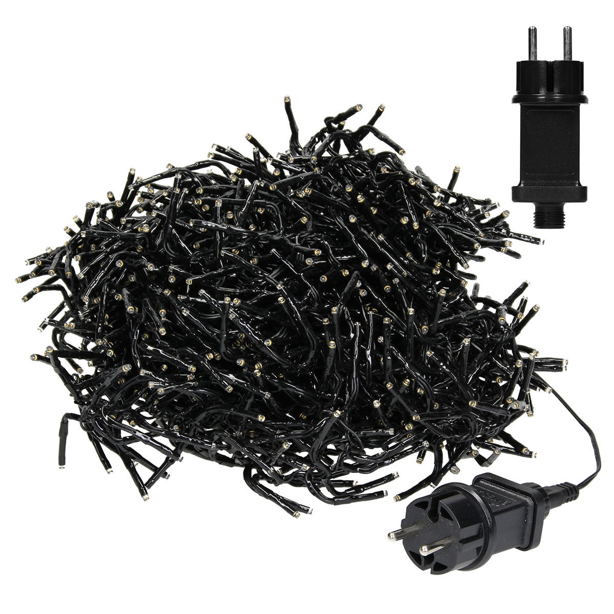 LED CLUSTER LICHTERKETTE 11m 1512 LEDs Warmweiß Wetterfest Innen/Außen - Grün, Kunststoff (1400cm) - ECD-Germany