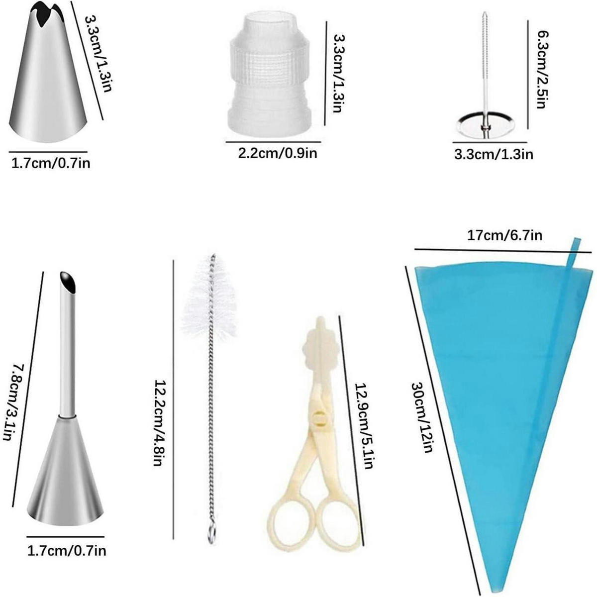 SPRITZBEUTEL Set 34-teilig Edelstahl Torten Zubehör - Multicolor, Metall (16/4/21cm)