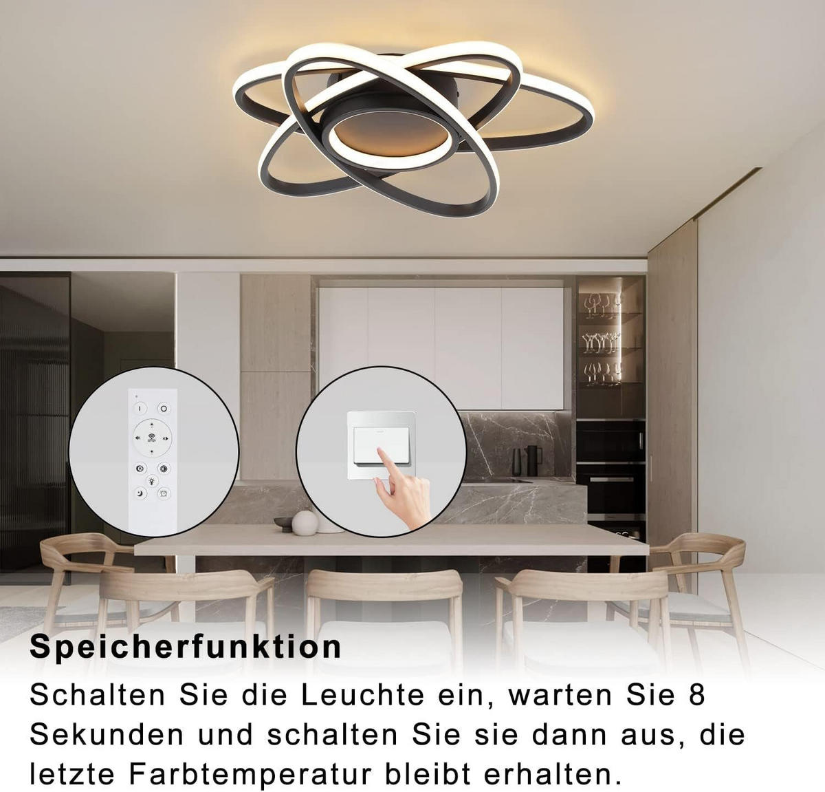 LED-DECKENLEUCHTE Verena 53/50/8 cm - Schwarz, Metall (53/50/8cm) - Nettlife