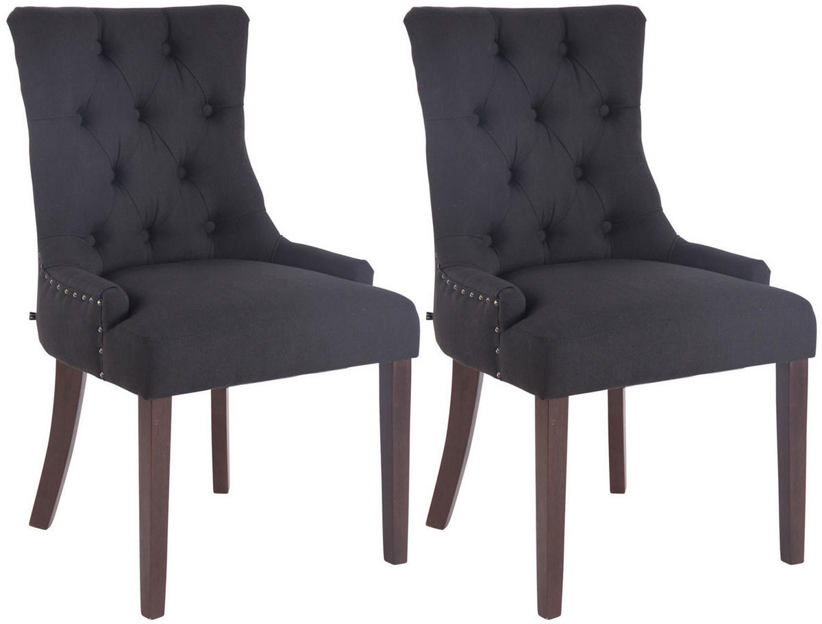 WOHNZIMMERSTUHL 2er Set Stoff schwarz - Schwarz, Holz/Textil (55/92/58cm) - CLP