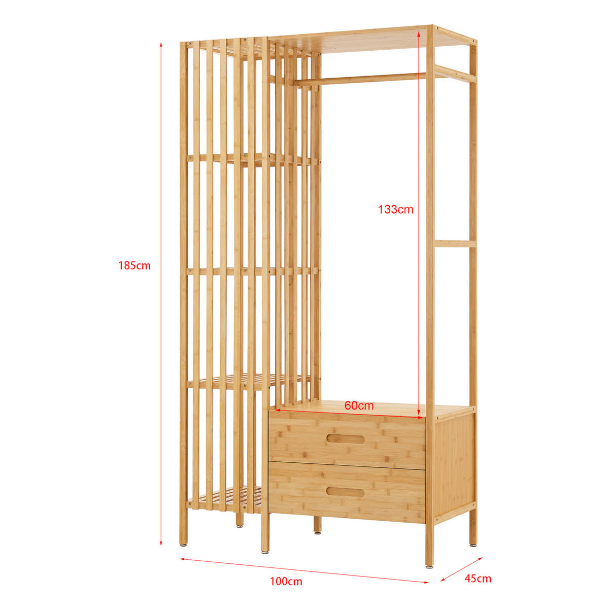 GARDEROBENSTÄNDER Varanger - Naturfarben, Naturmaterialien (100/185/45cm) - [en.casa]