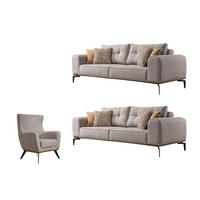 SITZGARNITUR Tubby Creme Stellvariante:3+3+1 - Grau, Holz (229/73/93cm) - Villa Möbel